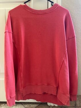 aerie Red Crewneck Pullover Sweatshirt oversized small